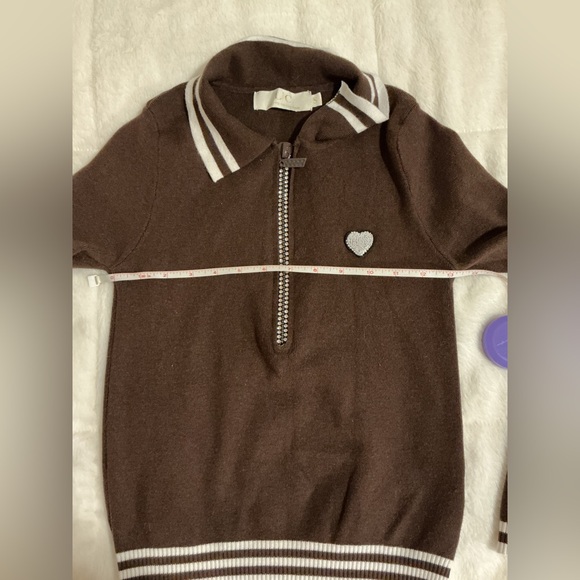 Brown Long Sleeve Polo Top - Picture 3 of 5